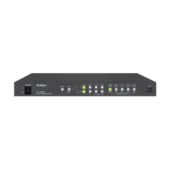 SC-4KQW SeeEyes, 4K 60FPS HDMI Splitter / Video Wall / Matrix, HDMI, USB, KVM Fuktion, RS-485 In/Output, 12 VDC SC-4KQW SeeEyes, 4K 60FPS HDMI Splitter / Video Wall / Matrix, HDMI, USB, KVM Fuktion, RS-485 In/Output, 12 VDC-Beschreibung lesen