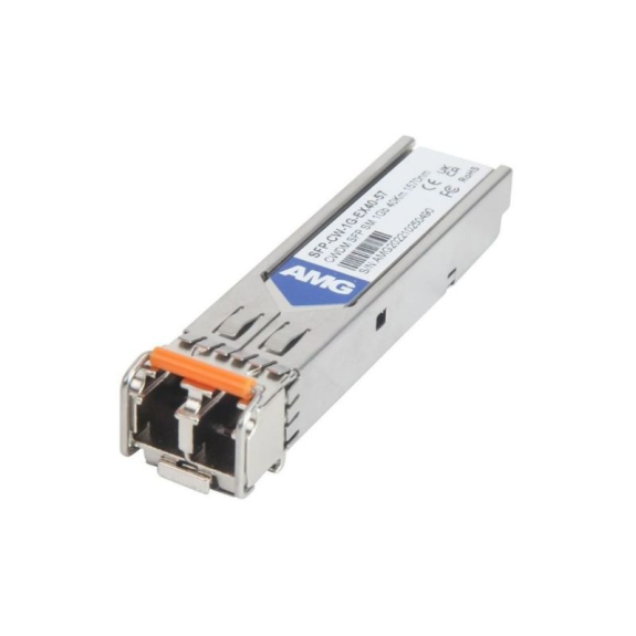 SFP-CW-1G-EX40-57 AMG Systems, SFP, 1Gb/s, Doppelfaser, Singlemode, 40km Reichweite Tx/Rx: 1570nm, LC, DDM, DWDM-Leer más