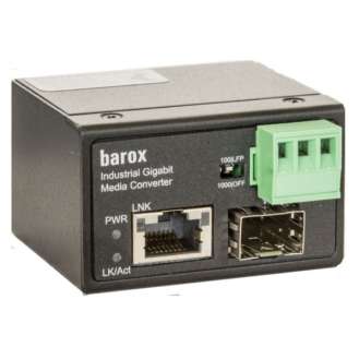 barox PC-PMC101-GME, Mini-Medienkonverter für Hutschienenmontage, erweiterter Temperaturbereich, 1x10/100/1000TX PoE+ 8-Leer más