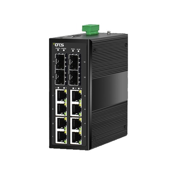 IES8242MPpH-S-DR OTS, Hardened Grade Managed 8-port 10/100/1000Base-TX (PoE+) + 4-port 100/1000Base-SFP Ethernet Switch-Leggi tutto