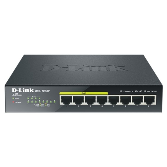 D-Link DGS-1008P/E, 8-Port Layer2 PoE Gigabit Switch dlink|green, 8x 10/100/1000Mbit/s TP (RJ-45) Port, davon 4x IEEE 8 D-Link DGS-1008P/E, 8-Port Layer2 PoE Gigabit Switch dlink|green, 8x 10/100/1000Mbit/s TP (RJ-45) Port, davon 4x IEEE 8-Beschreibung lesen