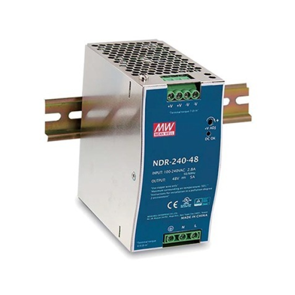 NDR-240-48 OTS, 240W/5A 48VDC DIN-Rail Power Supply with Input/Output Terminal Block NDR-240-48 OTS, 240W/5A 48VDC DIN-Rail Power Supply with Input/Output Terminal Block-Beschreibung lesen