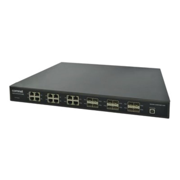 Managed Gigabit Switch CNGE24FXTX12MS/12, 12x RJ45, 12x SFP, 19 Zoll 1RU, 2x 12VDC Eingang-Beschreibung lesen