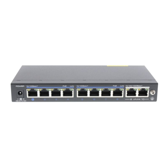 IAD-5SE1008MUA , Switch, Unmanaged, 120W 8x PoE, 2 x RJ45 Uplink 10/100/1000 Mbps, Desktop-Beschreibung lesen