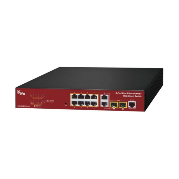 ES2402-8P-2C-V3 IFS, Fast Ethernet PoE-AT Switch, managed, 8 Ports PoE, 2x Gig Uplinks, Web Smart ES2402-8P-2C-V3 IFS, Fast Ethernet PoE-AT Switch, managed, 8 Ports PoE, 2x Gig Uplinks, Web Smart-Beschreibung lesen
