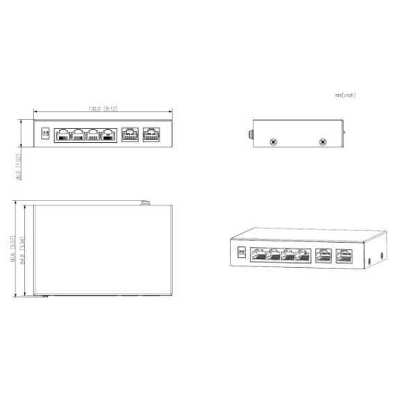 Dahua - PFS3006-4GT-60-V2 - Switch - 4 PoE-GB, - 6 Port PoE Gigabit Switch - 4x PoE Ethernet Port 10/100/1000 Mbps - 2x-Beschreibung lesen