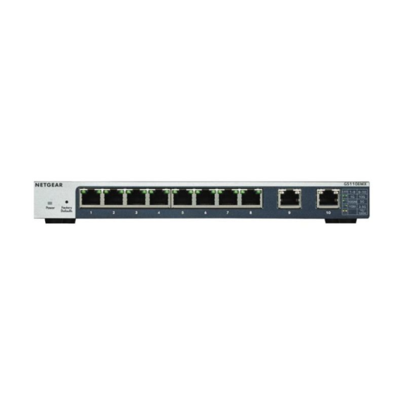 GS110EMX-100PES Netgear, Smart managed Plus Switch 8 Ports, 2 Uplinks, Lüfterlos, Web Managed, VLAN-Lire la description