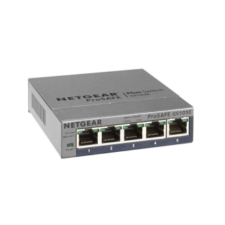 GS105E-200PES Netgear, Smart Managed Pro PLUS Switch, 5 Gigabit Ports, Externes Netzteil, lüfterlos, L3-Beschreibung lesen