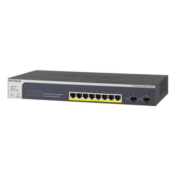 Switch Gigabit GS510TPP-100EUS, Smart managed, 8xRJ45 PoE+ 190W, 2x SFP, max. 32 dB bei 25°C-Beschreibung lesen