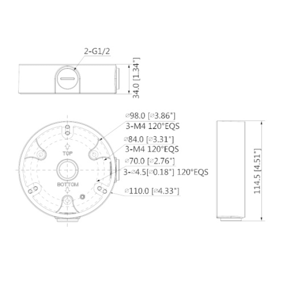 Dahua - PFA136-B - Zubehör - Anschlussdose, Material: Aluminium, Anschlussdose, Modernes Design, Maße (Ø x H): 110 mm x-Beschreibung lesen