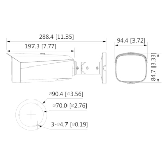 - IPC-HFW3849T1P-AS-PV-0280B-S4 - IP - Bullet, - 8MP/Full-Color/WizSense/TIOC 2.0 - 2,8 mm fix Objektiv - H.265//-Lire la description