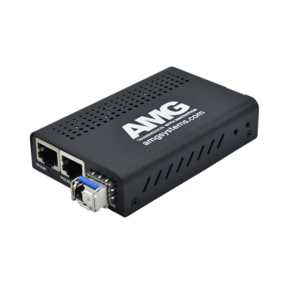 AMG210M-2G-1SS2 AMG Systems, Medienkonverter, für 0 GradC bis 50 Grad, 2 x 10/100/1000BT RJ45, 1 x GFX, SM, 2 Fasern-Leggi tutto