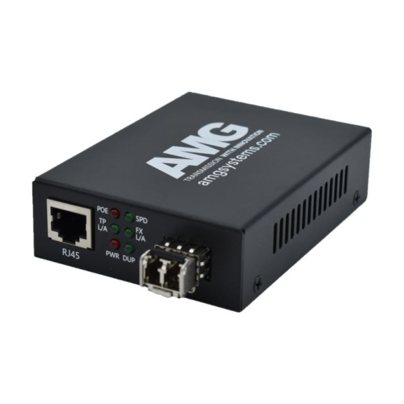 AMG210M-1GAT-1SM2-P30 AMG Systems, POE Medienkonverter, für 0 GradC bis 50 Grad, 1 x 1GBT RJ45, 1 x GFX, SM, 2 Fasern-Beschreibung lesen