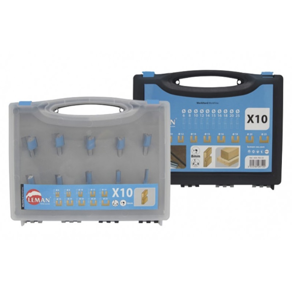 Coffret de 10 mèches à rainer droites DEF.428.10 Q8mm - LEMAN - 428.700.10-Lire la description