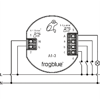 A1-3-400.01 Frogblue, frogAct1-3, 1-Kanal Aktor (1x 400W) mit 3 Eingängen-Beschreibung lesen