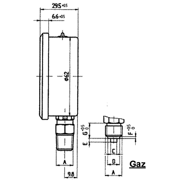mano.216 D63mm 0 à 16b inox gly. rac.vert 8x13 Réf2163RV15D-Lire la description