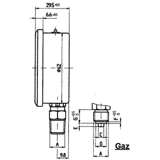 mano.216 D63mm 0 à 16b inox gly. rac.vert 8x13 Réf2163RV15D-Lire la description