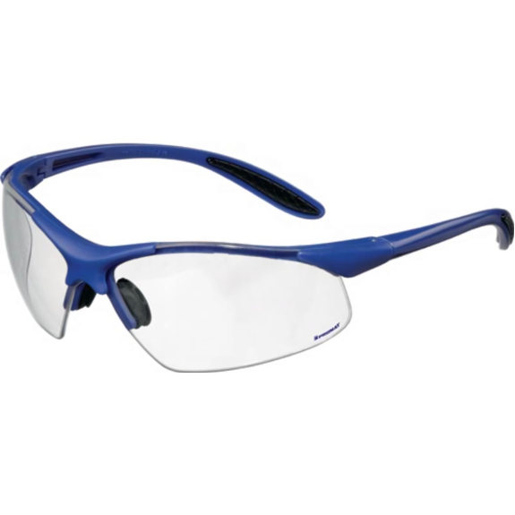 Schutzbrille DAYLIGHT PREMIUM EN 166 Bügel dunkelblau, Scheibe klar Poly-Beschreibung lesen