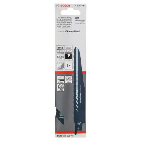 Hojas sierra sable BOSCH Endurance metales duros S 925 HBF, 1 paquete = 5 pieza-Leer más