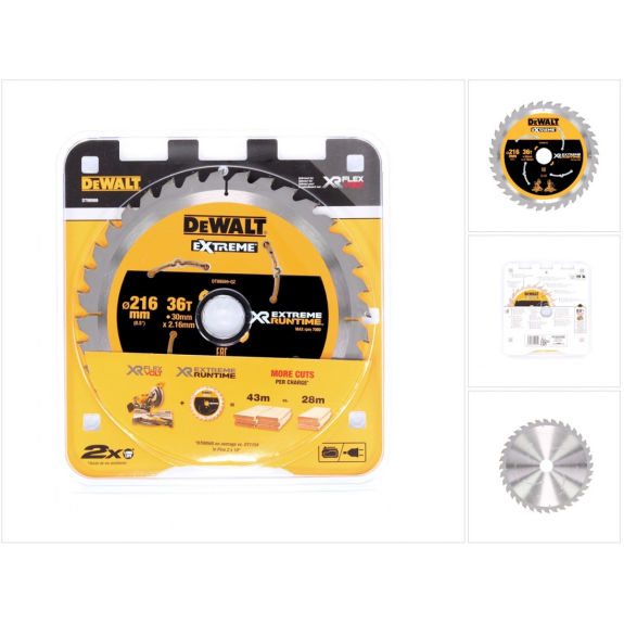 Lame de scie circulaire manuelle Dewalt DT 99569 XR 216 mm / 30 mm avec 36 dents-Lire la description
