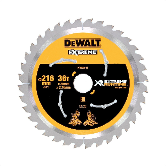 Lame de scie circulaire manuelle Dewalt DT 99569 XR 216 mm / 30 mm avec 36 dents-Lire la description