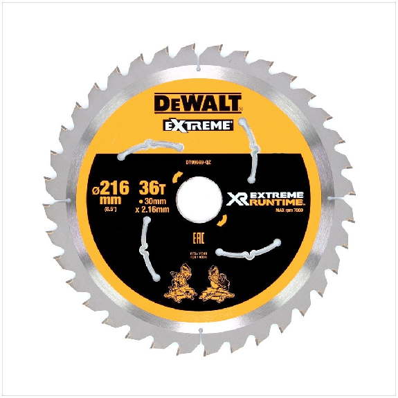 Lame de scie circulaire manuelle Dewalt DT 99569 XR 216 mm / 30 mm avec 36 dents-Lire la description