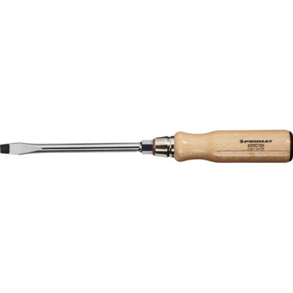 Schraubendreher  Schneidenbreite 7 mm Klingenlänge 125 mm Holzgriff Rund-Beschreibung lesen