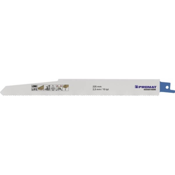 Säbelsägeblatt Länge 225 mm Breite 22 mm ll Zahnteilung TPI 10 2,5 Säbelsägeblatt Länge 225 mm Breite 22 mm ll Zahnteilung TPI 10 2,5-Beschreibung lesen