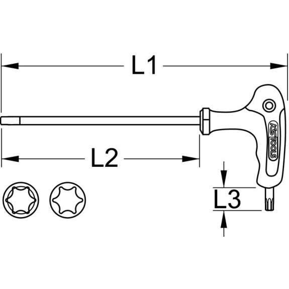 151.2853 Clé de clé d'angle en T Torx Kugelkopf, T50-Leggi tutto