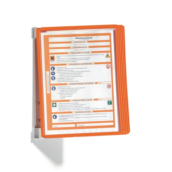 555109 Wandhalter  5 Sichttafeln orange mit Profilrahmenf.-Beschreibung lesen