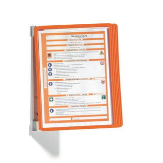 555109 Wandhalter  5 Sichttafeln orange mit Profilrahmenf.-Beschreibung lesen