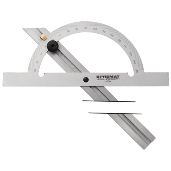 Winkelmesser  Gradbogen-D. 100 mm  Schienenlänge 150 mm-Beschreibung lesen
