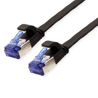 Cordon VALUE Cat.6A (Classe EA) F/UTP confectionné, plat, noir, 0,5 m-Lire la description
