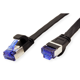 Cordon VALUE Cat.6A (Classe EA) F/UTP confectionné, plat, noir, 0,5 m-Lire la description