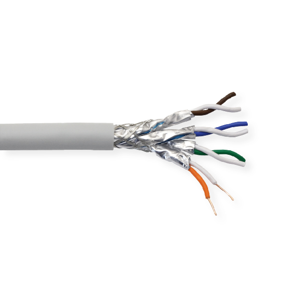 VALUE Câble Cat.8 (Classe I) S/FTP (PiMF-) rigide AWG22, LSOH, gris, 100 m-Lire la description