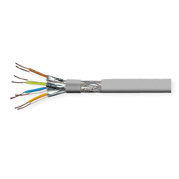 VALUE Câble Cat.8 (Classe I) S/FTP (PiMF-) rigide AWG22, LSOH, gris, 100 m-Lire la description