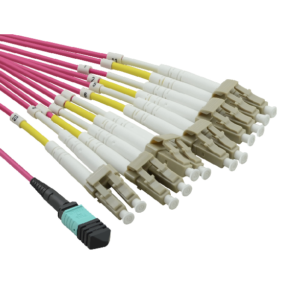 VALUE MPO-Fanout-Kabel 50/125µm OM4, MPO/12x LC, violett, 2 m-Beschreibung lesen