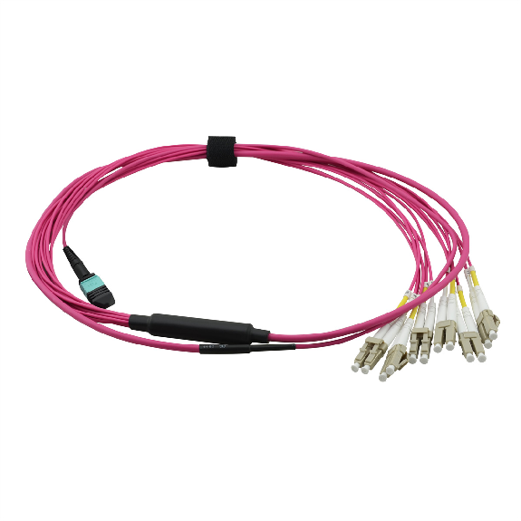 VALUE MPO-Fanout-Kabel 50/125µm OM4, MPO/12x LC, violett, 2 m-Beschreibung lesen
