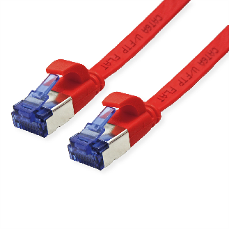 Cordon VALUE Cat.6A (Classe EA) F/UTP confectionné, plat, rouge, 0,5 m-Lire la description