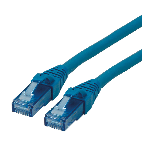 Cordon ROLINE UTP Cat.6A / 10 Gigabit, Component Level, LSOH, bleu, 0,5 m-Lire la description