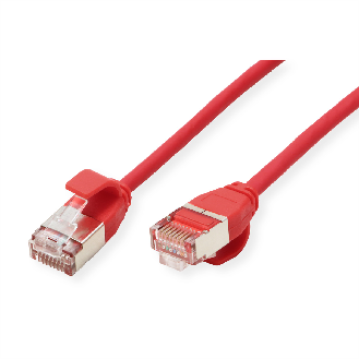 ROLINE Cordon DataCenter U/FTP Cat.6A (Classe EA), LSOH, slim, rouge, 0,15 m-Lire la description
