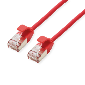 ROLINE Cordon DataCenter U/FTP Cat.6A (Classe EA), LSOH, slim, rouge, 0,5 m-Lire la description