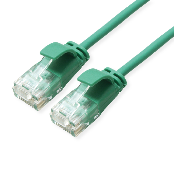ROLINE GREEN Cordon Data Center UTP Cat.6A (Classe EA), LSOH, slim, vert, 0,5 m-Lire la description