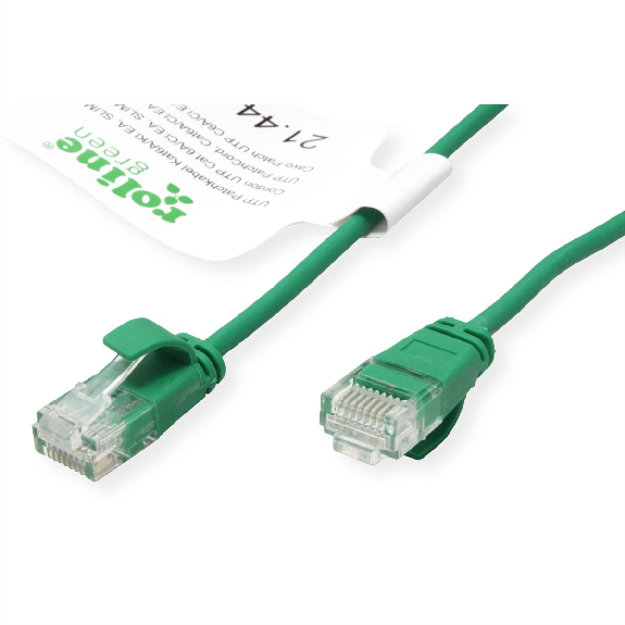 ROLINE GREEN Cordon Data Center UTP Cat.6A (Classe EA), LSOH, slim, vert, 0,5 m-Lire la description