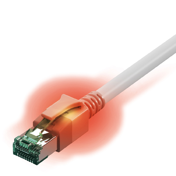 Cordon EasyLan DualBoot LED Cat.6A (Classe EA) S/FTP, LSOH, blanc, 7 m-Lire la description