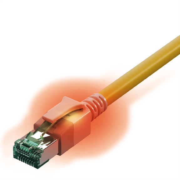 EasyLan DualBoot LED Patchkabel RJ45 S/FTP Kat.6A (Class EA), mit saCon Stecker, LSOH, gelb, 10 m-Beschreibung lesen