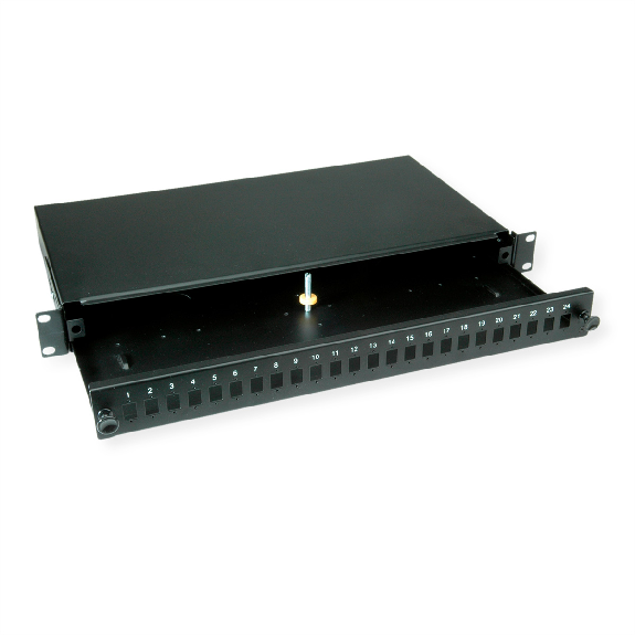 VALUE 19"-Spleißbox leer 1 HE, ausziehbar, 24x SC SX / LC DX VALUE 19"-Spleißbox leer 1 HE, ausziehbar, 24x SC SX / LC DX-Beschreibung lesen