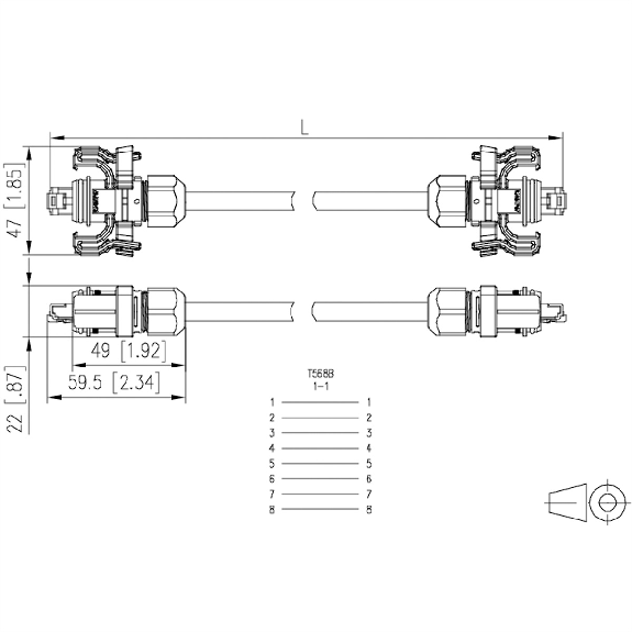 METZ CONNECT E-DAT Industry cordon de brassage IP67 - IP67, 10 m-Lire la description