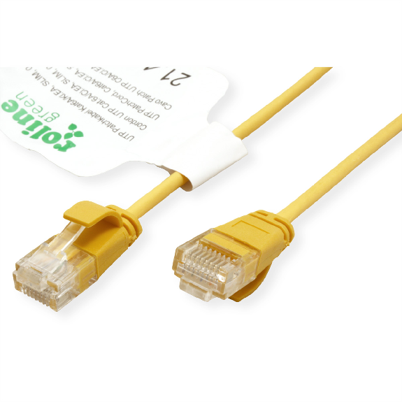 ROLINE GREEN Cordon Data Center UTP Cat.6A (Classe EA), LSOH, slim, jaune, 2 m-Lire la description