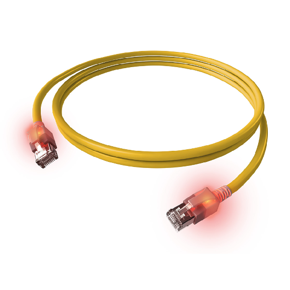 EasyLan DualBoot LED Patchkabel RJ45 S/FTP Kat.6A (Class EA), mit saCon Stecker, LSOH, gelb, 3 m-Beschreibung lesen